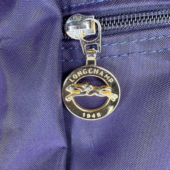 Longchamp Le Pliage Original Foldable Backpack - Purple Nylon & Brown Leather - Picture 5 of 14